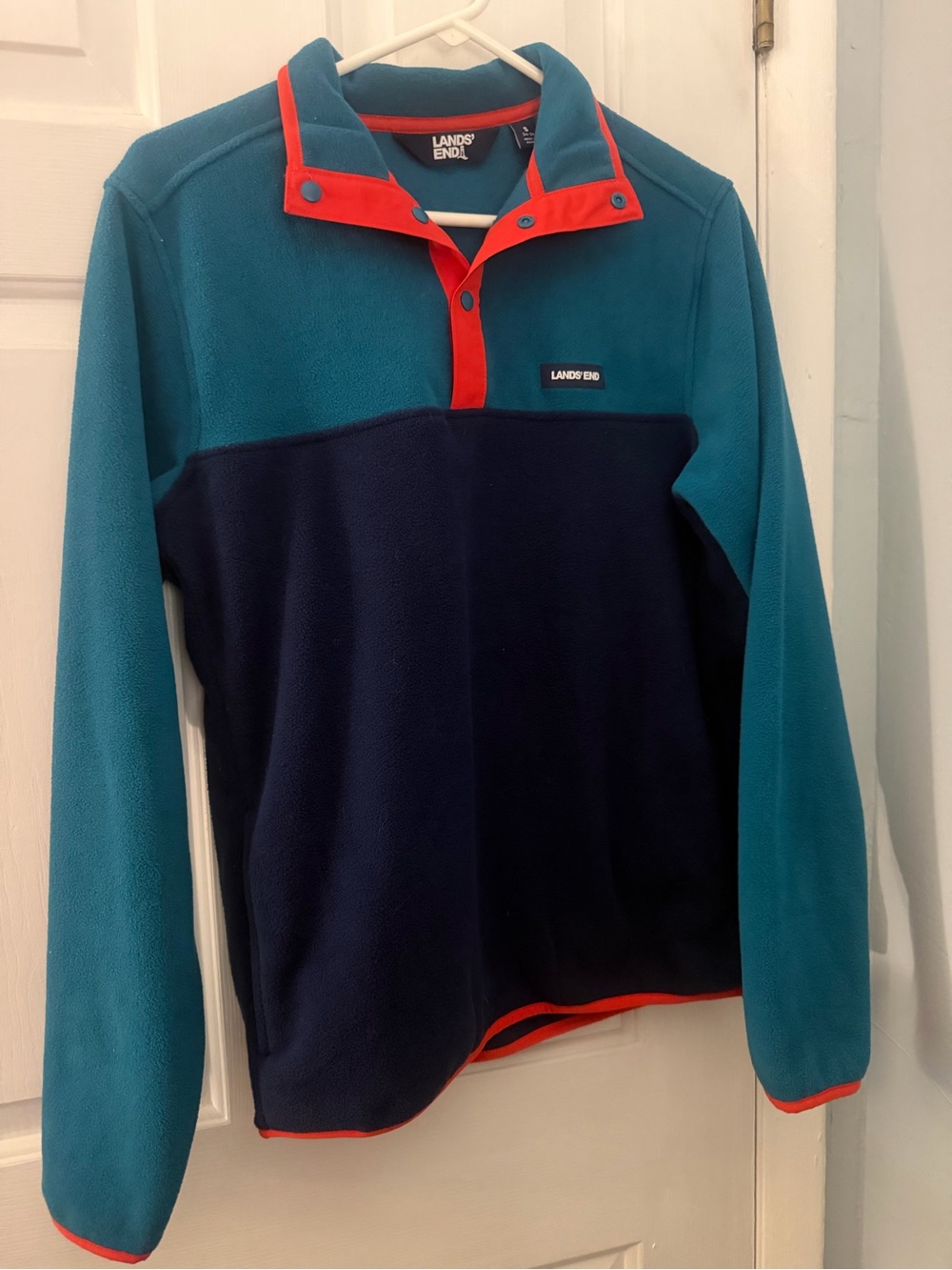 Lands’ End Heritage Colorblock Snap-Neck Fleece Pullover Men’s S